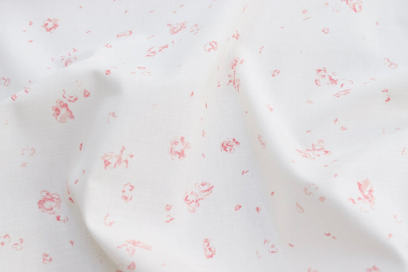 Faded Floral Linen Fabrics - Ditsy Field design on luxury oyster linen
