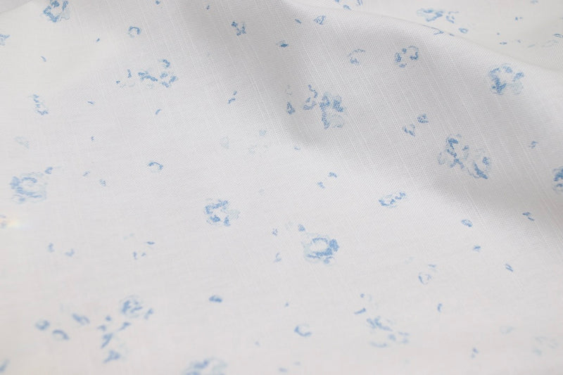 Faded Floral Linen Fabrics - 'Ditsy Field' Bleu