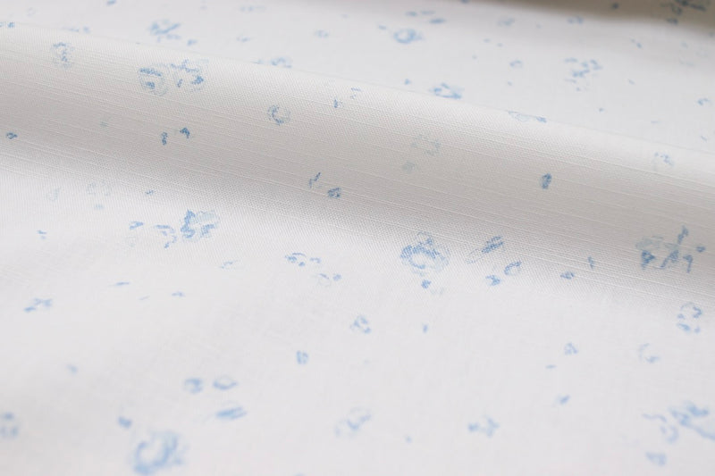 Faded Floral Linen Fabrics - Ditsy Bleu on Linen