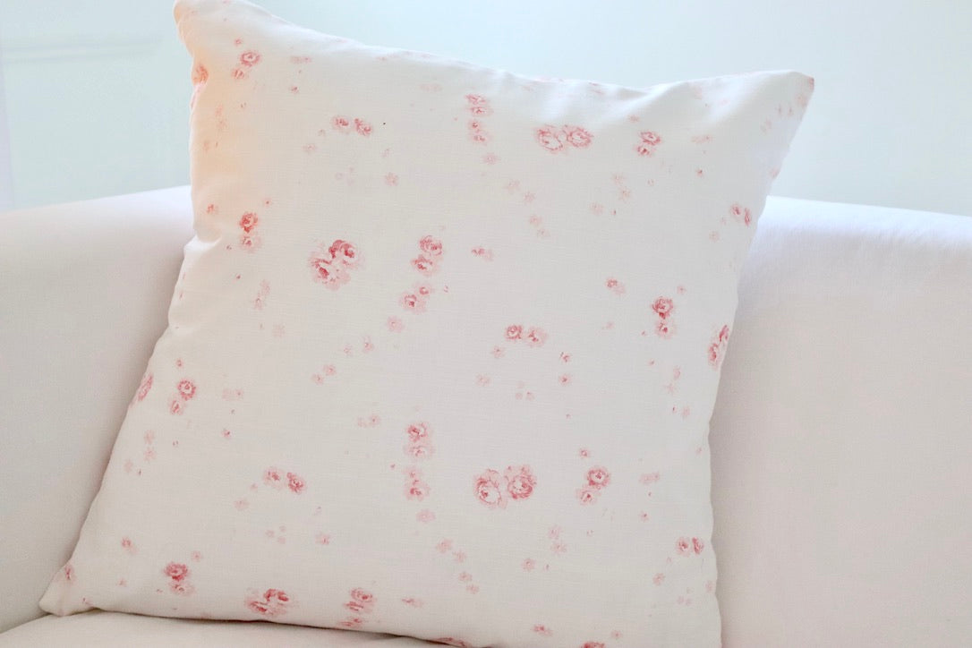 Cushion Cover in Ditsy Pink - on Oyster Linen