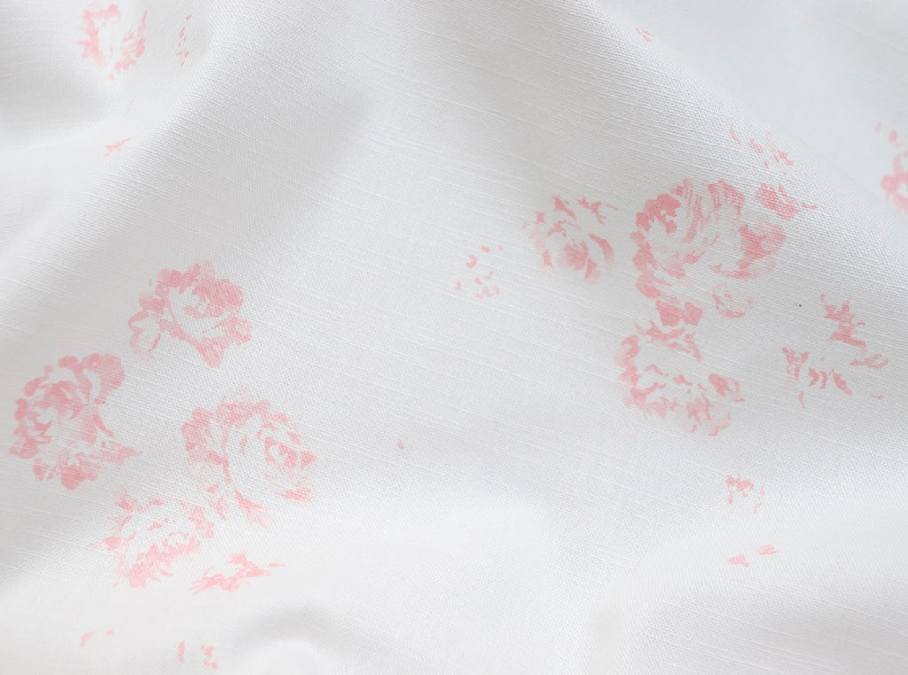 Camille Soft Pink On Oyster linen.