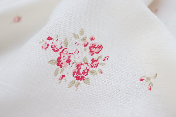Faded Floral Linen Fabrics - oyster linen fabric with our petite flour design