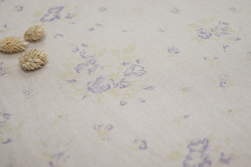 Faded Floral Linen Fabrics - petite fleur Lilac 