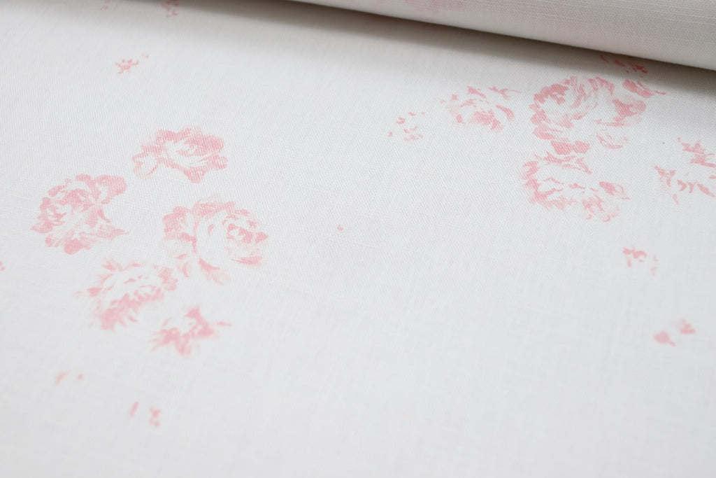Camille Soft Pink On Oyster linen.