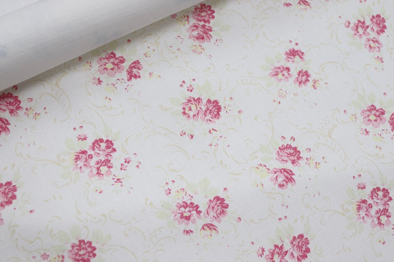 Faded Floral Linen Fabrics with our Gypsy print, on luxury linen fabric 
