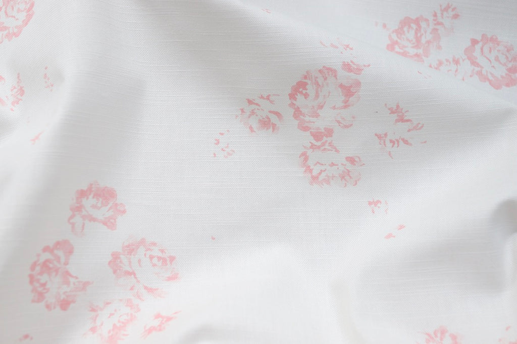 Camille Soft Pink On Oyster linen.