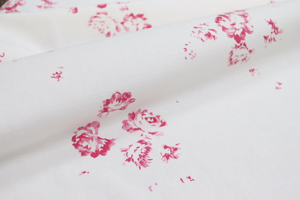 Camille - Cerise on Oyster Linen