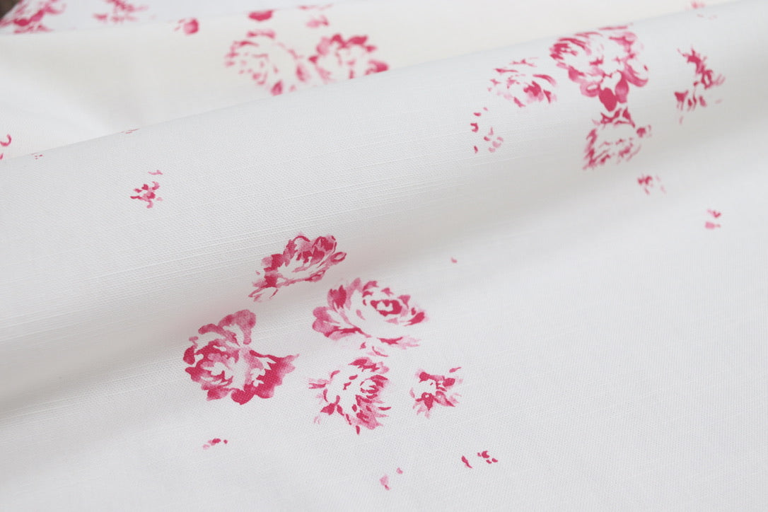 Camille - Cerise on Oyster Linen