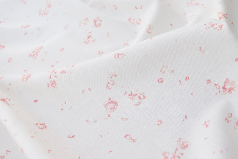Ditsy Field on Oyster linen - Faded Floral Linen Fabrics 