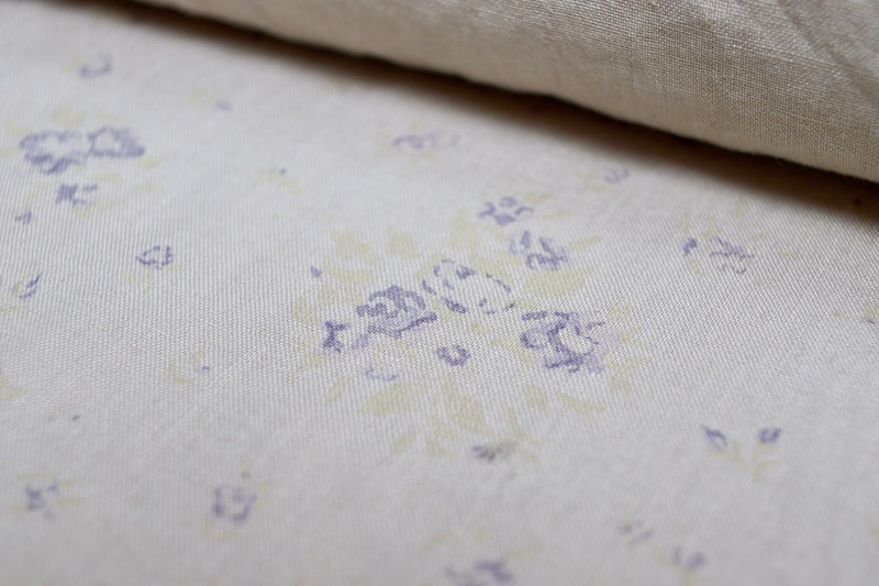 Limited edition - petite fleur lilac printed on tumbled linen as part of our Faded Floral Linen Fabrics collection