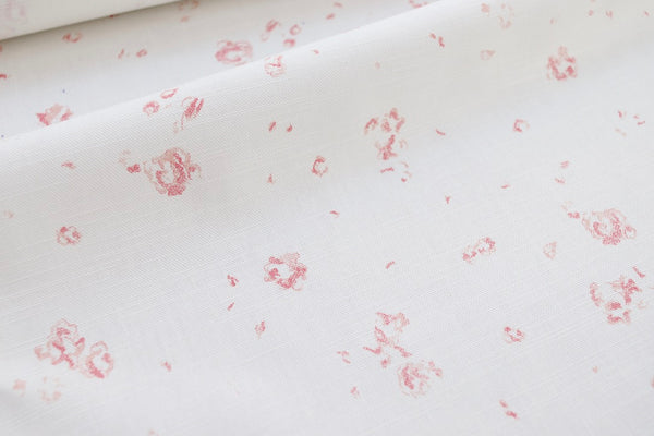Faded Floral Linen Fabrics - our delicate ditsy field print, on fine oyster linen