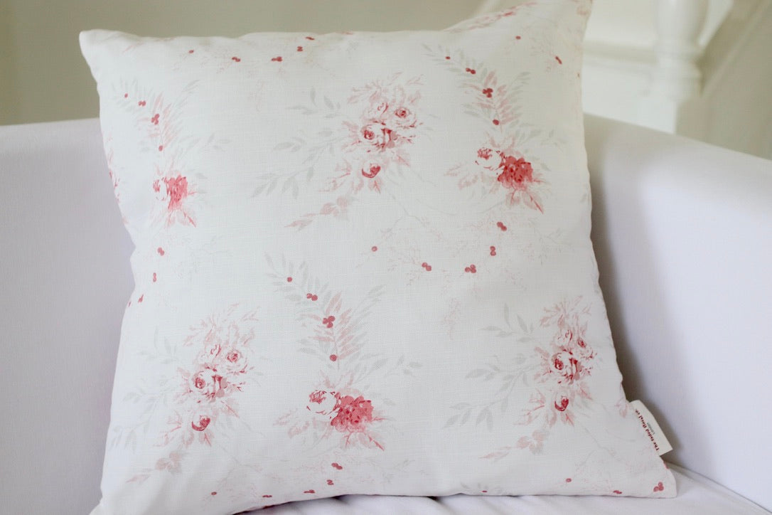 Cushion Cover in Aimée Pink - on Oyster Linen