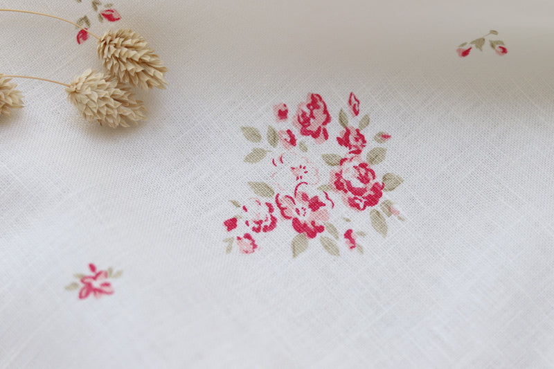 Faded Floral Linen Fabrics collection - petite flour designed on oyster linen