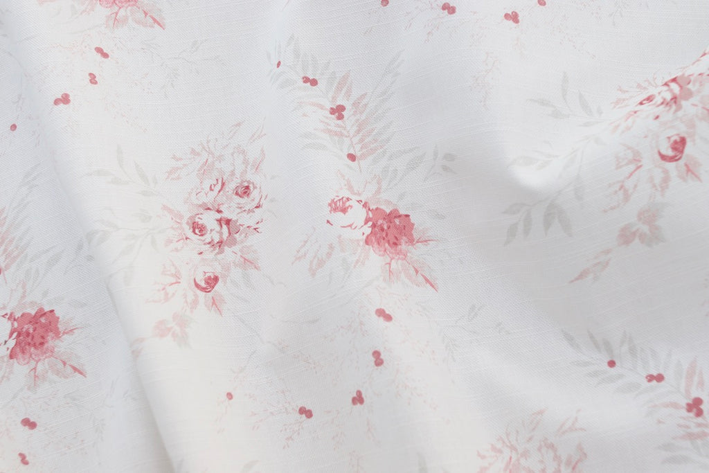 Aimée on Oyster linen from the Faded Floral Linen Fabrics collection
