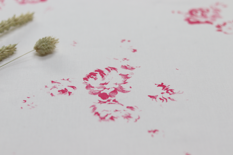'Camille' - Cerise on Oyster Cotton