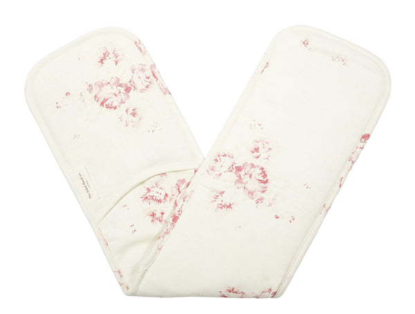 'Camille' - Cerise & Fawn oven gloves on Oyster Linen