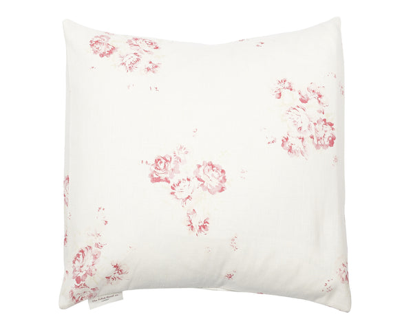 Faded Floral Linen Fabric Cushion Cover, Camille print in cerise and fawn