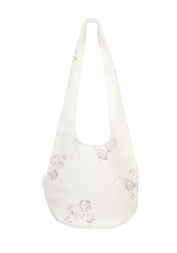 'Camille' - Vintage Lilac boho beach bag on Oyster Linen